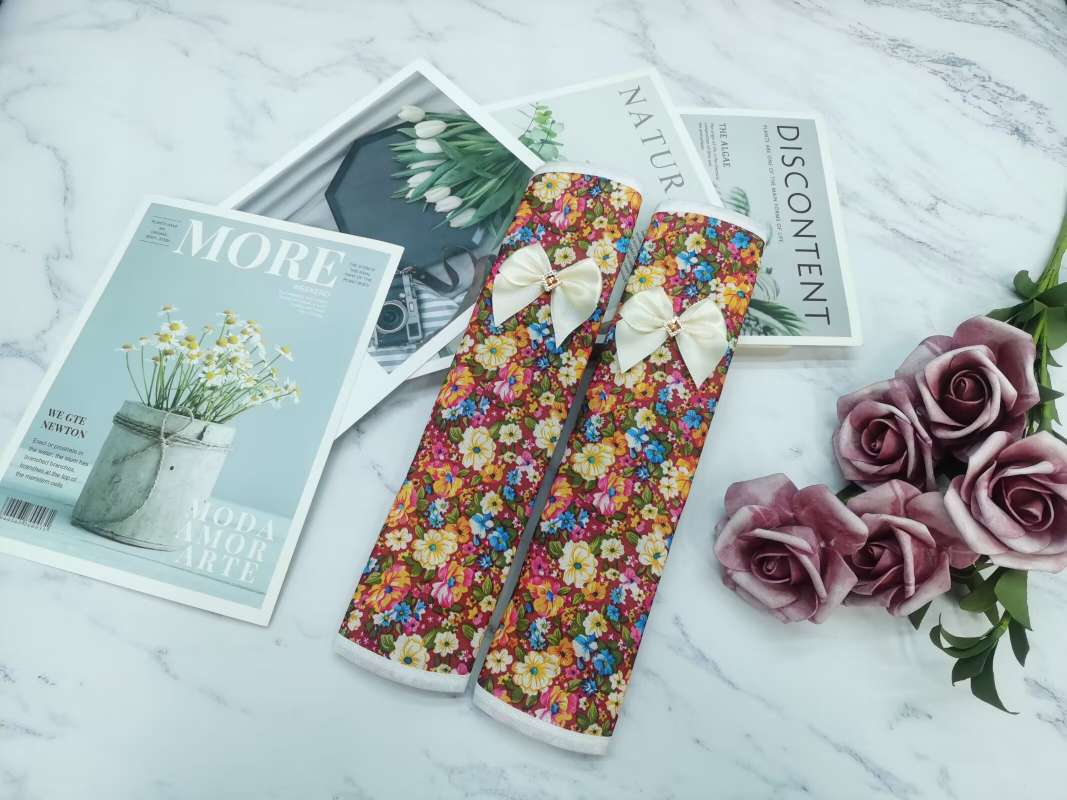 Pastoral flower fabric double-opening double door refrigerator door handle gloves double door handle gloves handrail cover anti-static thickened details Picture