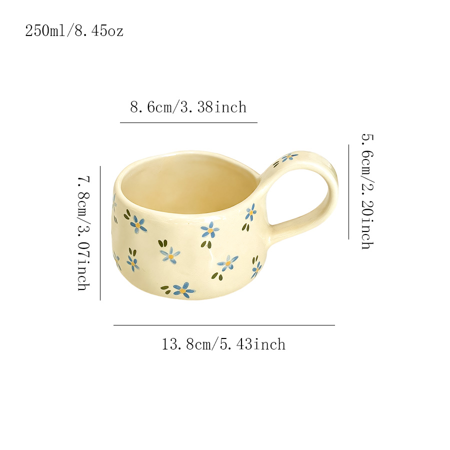 陶瓷杯马克杯茶杯牛奶杯咖啡杯燕麦喝水家居0小众可爱麦片设计感浮雕宾馆卡通怀旧素烧0简约0创意高颜值LOGO伴手礼冷饮色釉