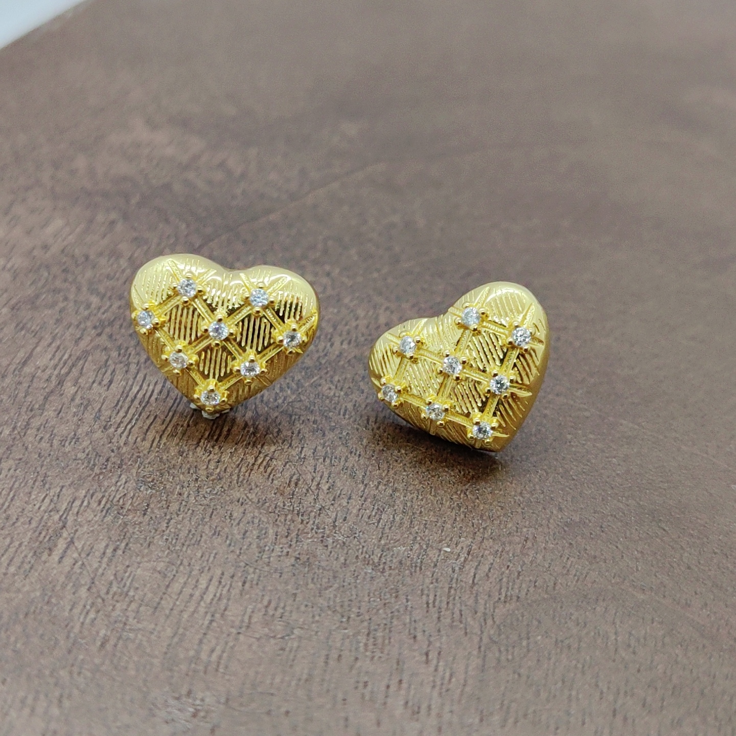 金色白锆心形耳钉银针饰品耳饰耳棒多对简约时尚百搭女生耳钉配饰