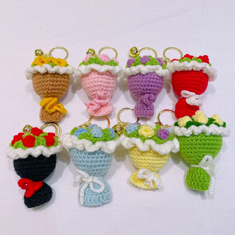 手工钩织花束挂件 创意手工编织装饰品 温馨家居挂饰礼品赠品