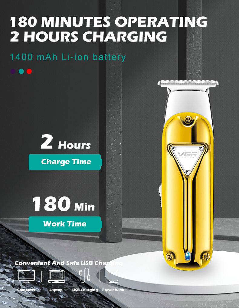 VGR967 Cross-border Professional metal small clipper with base Hair clipper for men, retro style pic 5