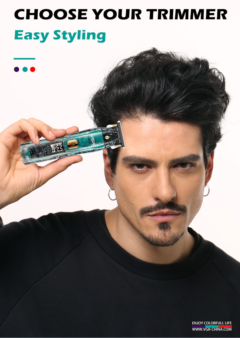 VGR961 Wholesale LCD digital display transparent hair salon professional oil hair electric shaver, hair clipper, electric clipper pic 2