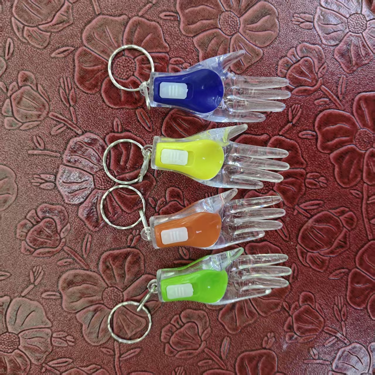 Multi-functional key chain light, colored plastic, women's hand-shaped key chain, Year of the Horse acrylic pendant, small hand pendant, key chain, creative and personalized key accessories manufacturer wholesale Specification image