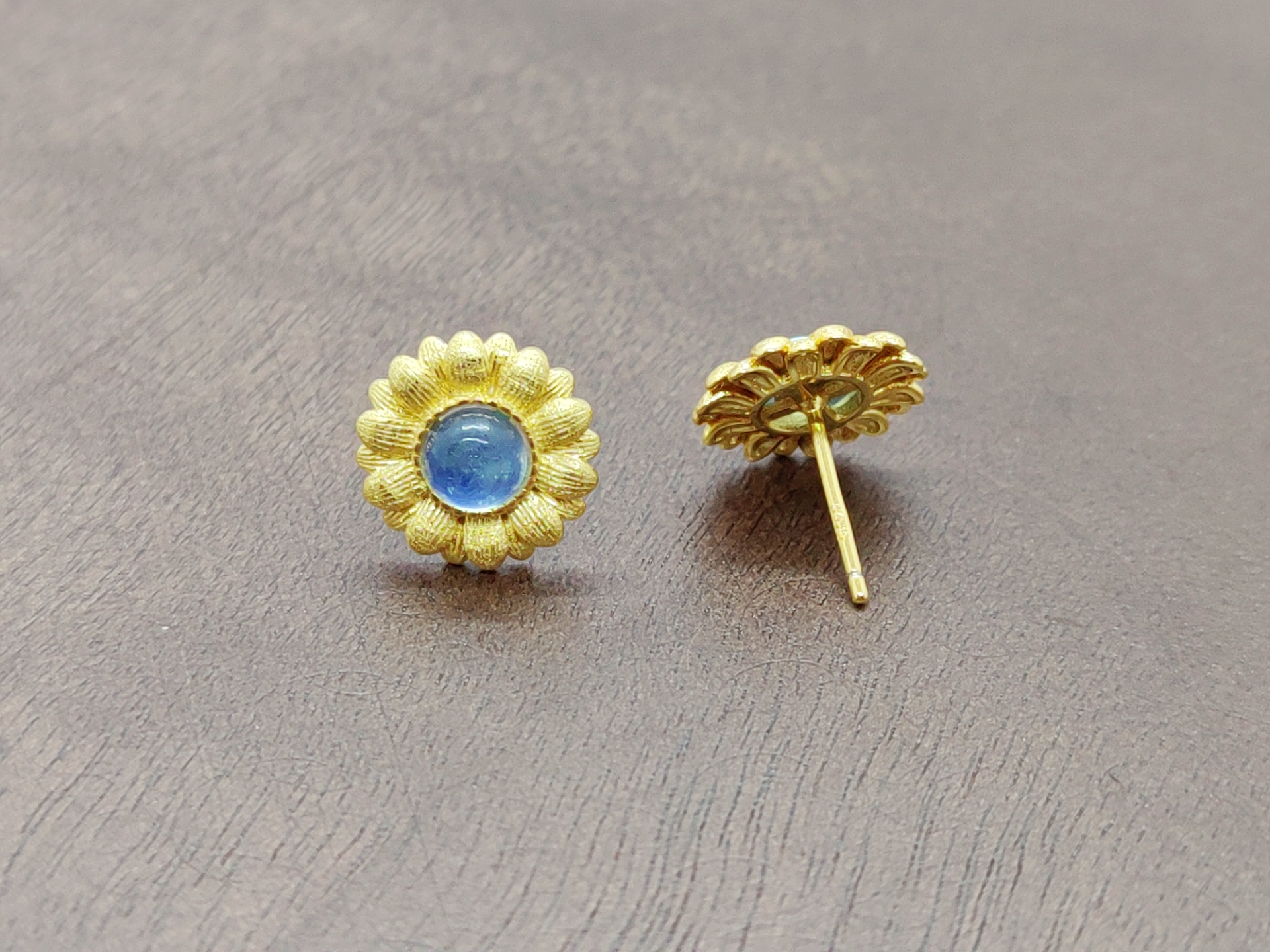 Blue zircon Daisy ear stud silver needle details Picture
