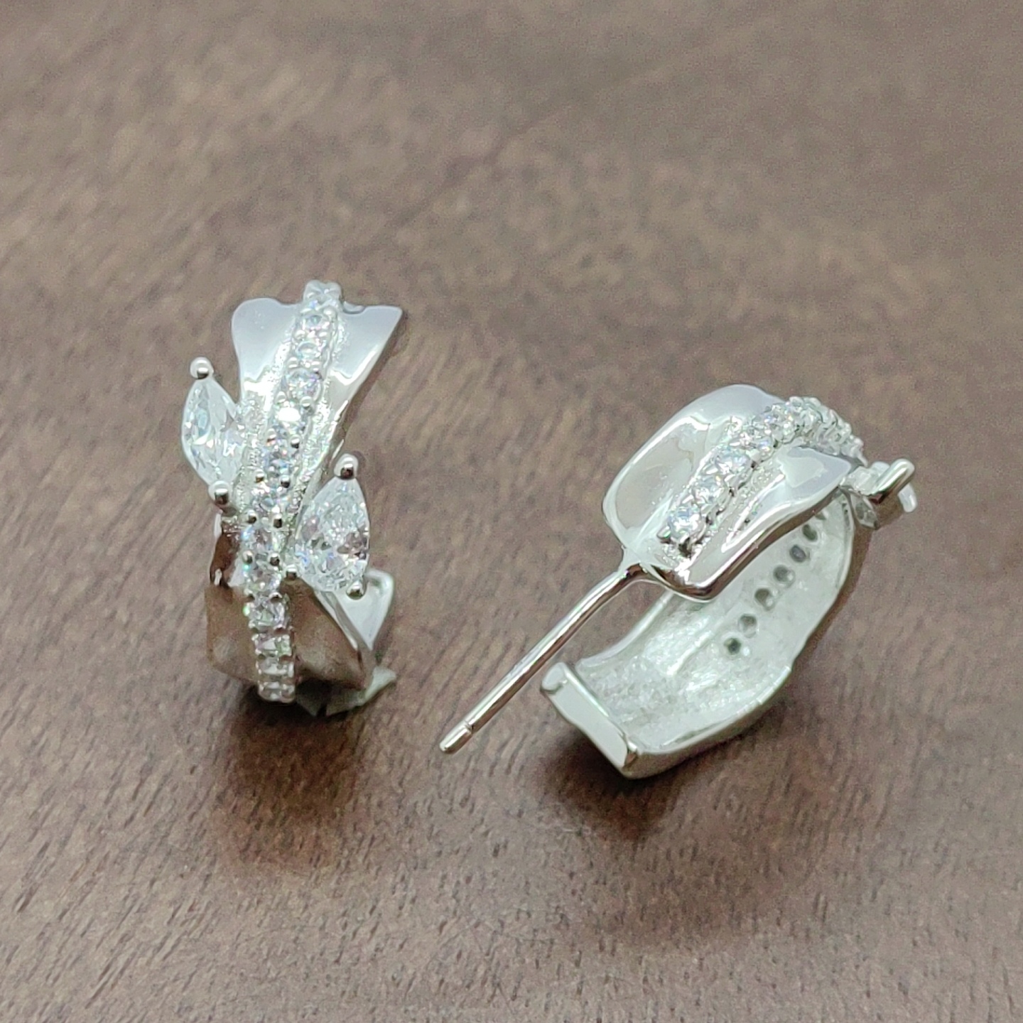 الزركونيوم غير منتظم الأقراط الفضية details Picture