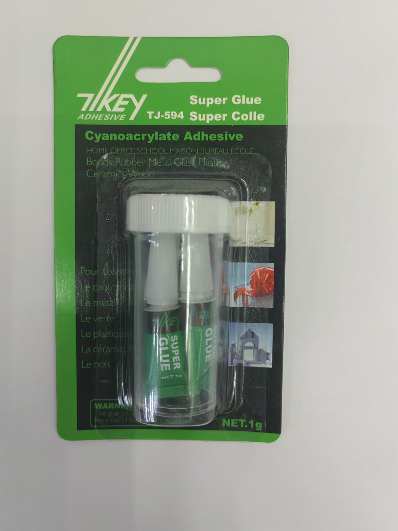 TIKEY 4支装套筒绿色包装超级胶水强力粘接多用途快干胶透明防水胶