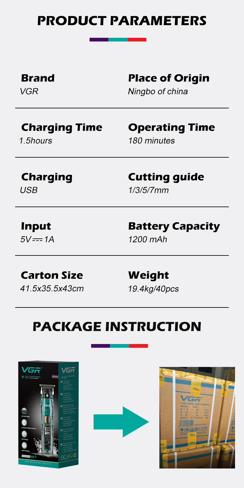 VGR961 Wholesale LCD digital display transparent hair salon professional oil hair electric shaver, hair clipper, electric clipper pic 11