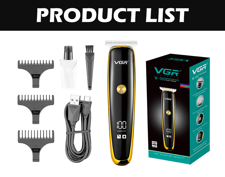 VGR966跨境外贸充电式液晶数显理发器男士家用油头雕刻推白电推剪详情9