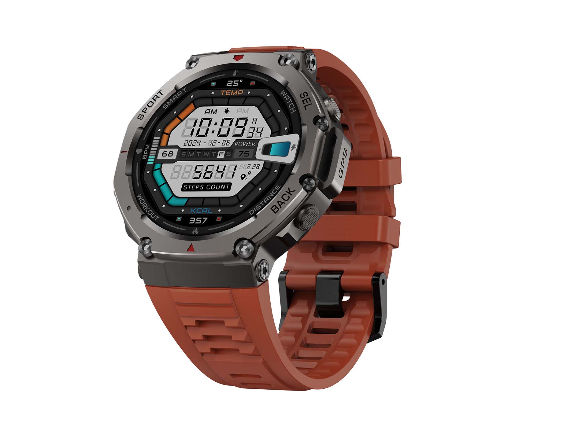 The GPS smartwatch DM58 features multi-functional heart rate, blood oxygen, sleep, altitude and air pressure detection. It is water-resistant to 30 meters and can be used for swimming. It has a sports track and is suitable for mountain climbing and outdoor activities. It is compatible with Android and Apple smart Bluetooth call watches Application Scenario