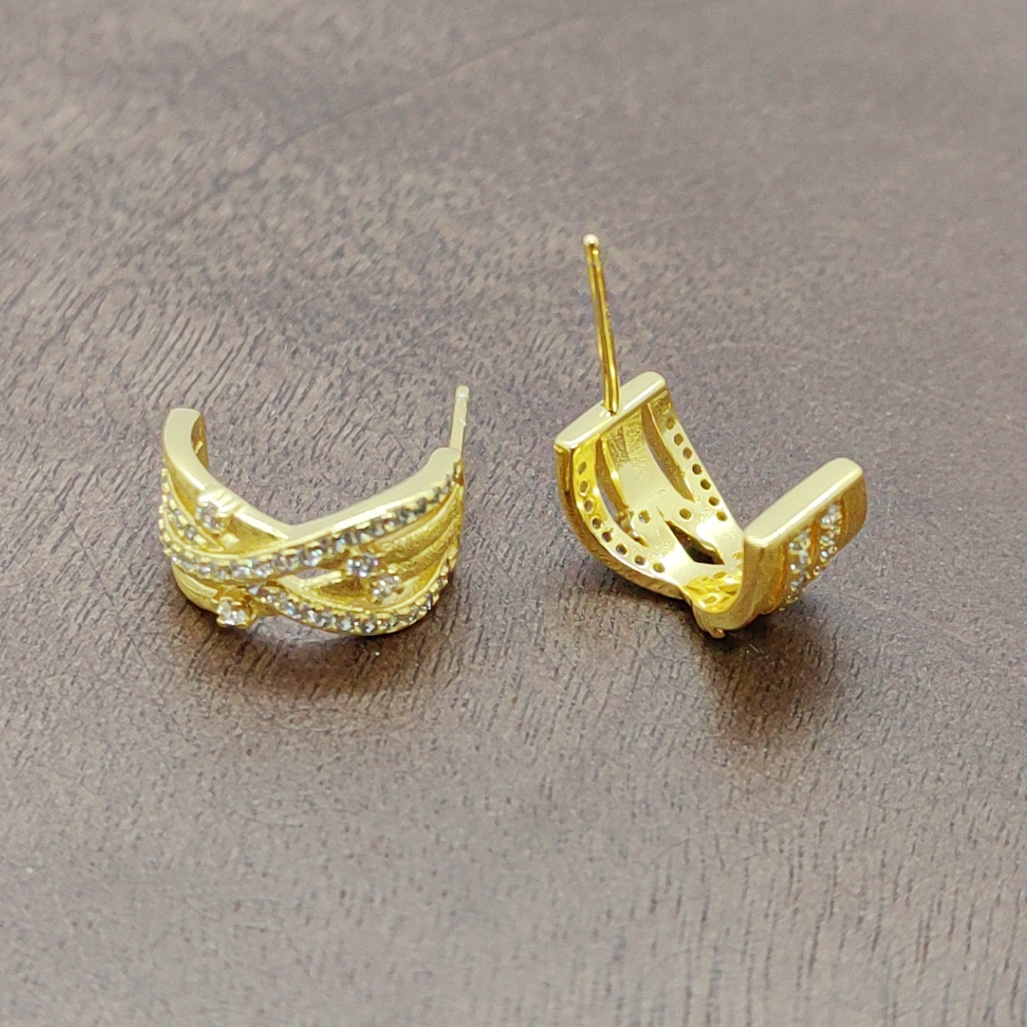 Oro blanco zirconia temperamento orejeras agujas plateadas details Picture