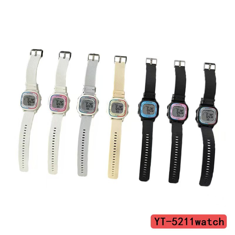 YITONG's basic electronic watch is cost-effective and durable. It is specially designed for students to wear in class and daily life. The YT-5211 basic electronic watch is a square, colorful, waterproof and luminous sports watch for both men and women. It is a trendy choice Specification image
