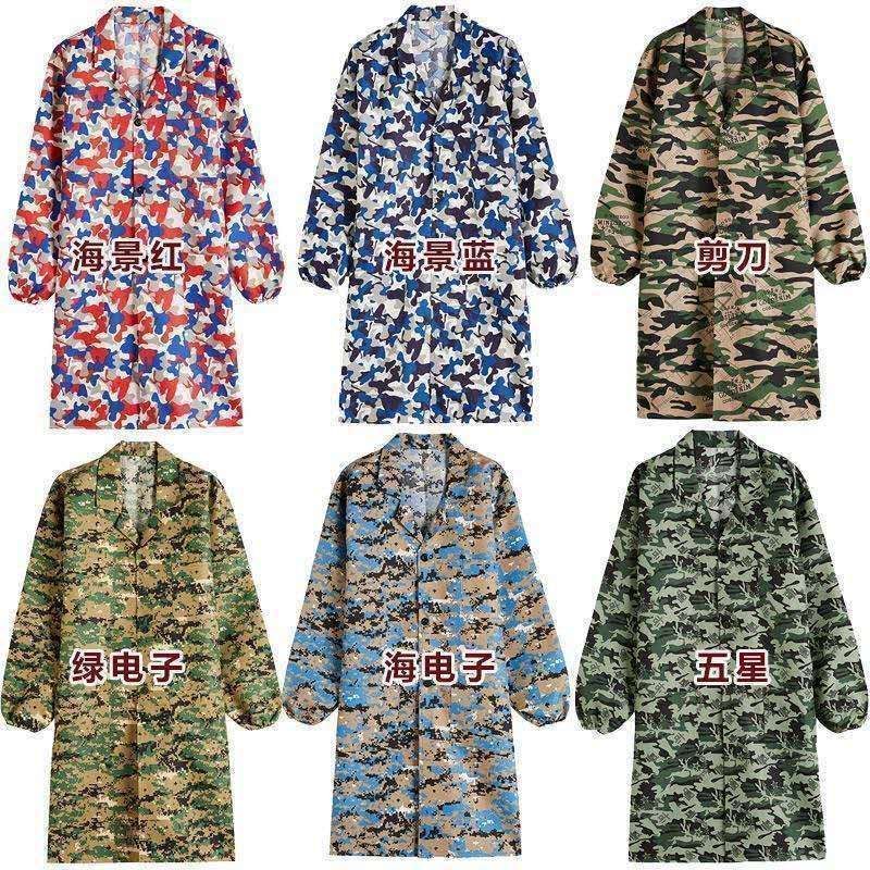Men's work clothes, loose blue jackets, breathable, stain-resistant and dust-proof jackets, women's durable aprons, long-sleeved outerwear, camouflage jackets pic 17