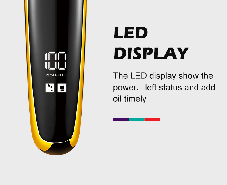 VGR966跨境外贸充电式液晶数显理发器男士家用油头雕刻推白电推剪详情6