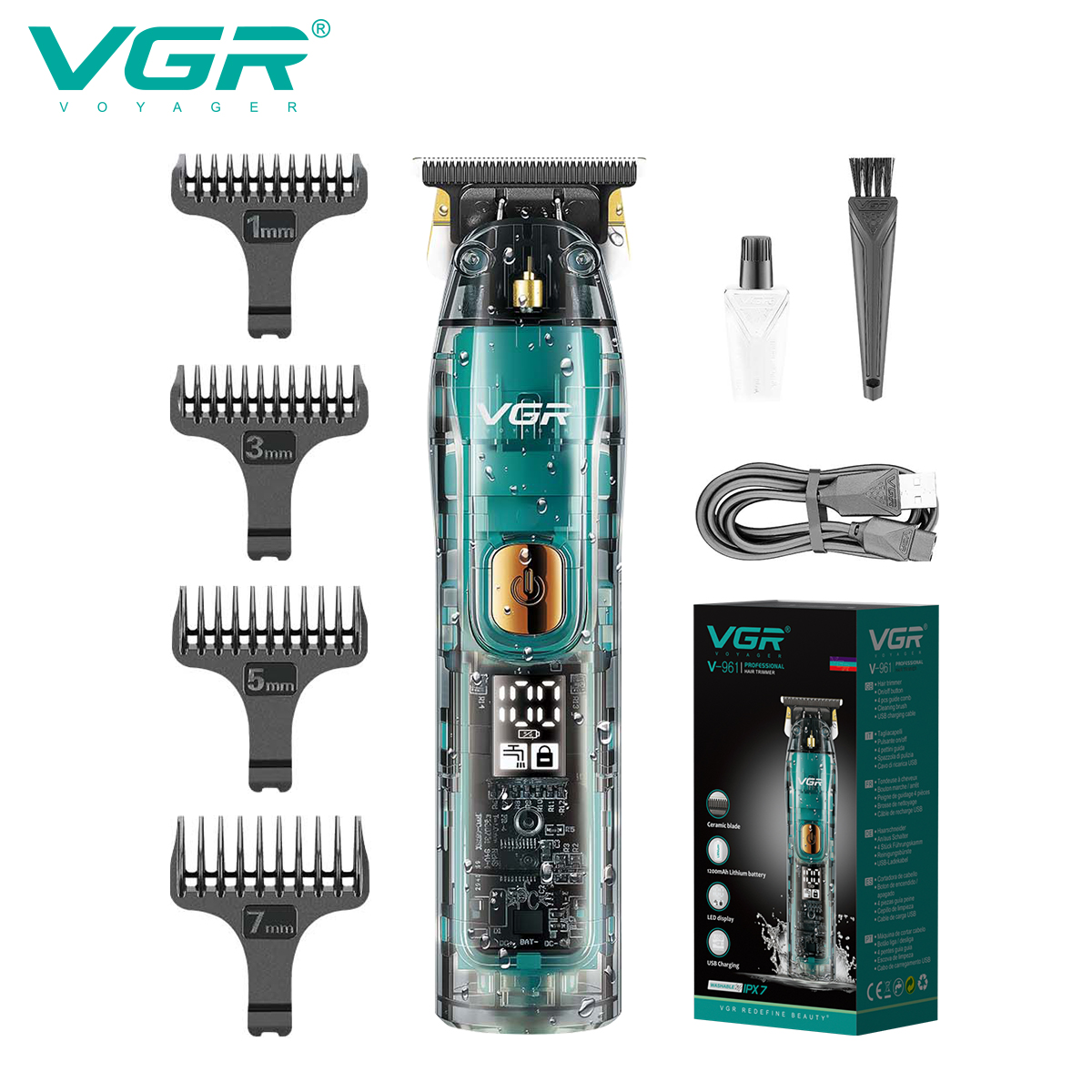 VGR961 Wholesale LCD digital display transparent hair salon professional oil hair electric shaver, hair clipper, electric clipper Specification image