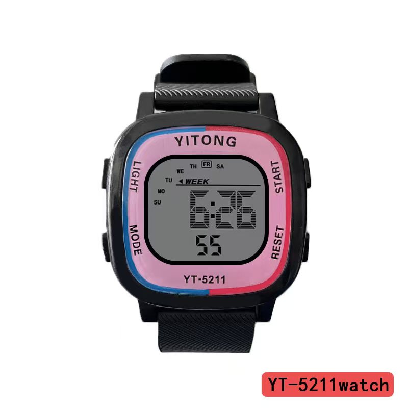 YITONG's basic electronic watch is cost-effective and durable. It is specially designed for students to wear in class and daily life. The YT-5211 basic electronic watch is a square, colorful, waterproof and luminous sports watch for both men and women. It is a trendy choice Item Picture