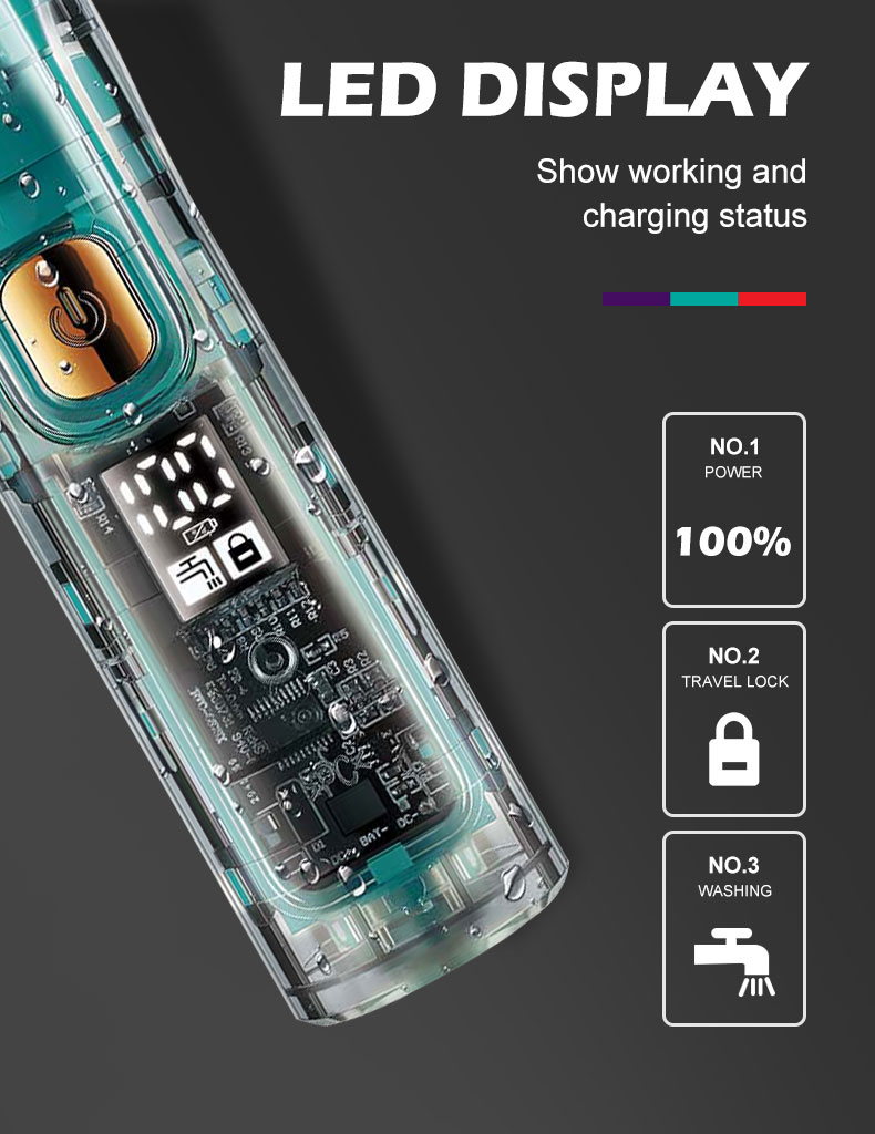 VGR961 Wholesale LCD digital display transparent hair salon professional oil hair electric shaver, hair clipper, electric clipper pic 7