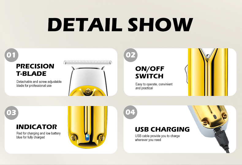 VGR967 Cross-border Professional metal small clipper with base Hair clipper for men, retro style pic 4