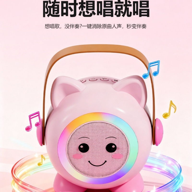 Wireless Bluetooth speaker, outdoor KTV audio system, home KTV wireless handheld dual-microphone mini audio system, small speaker Item Picture