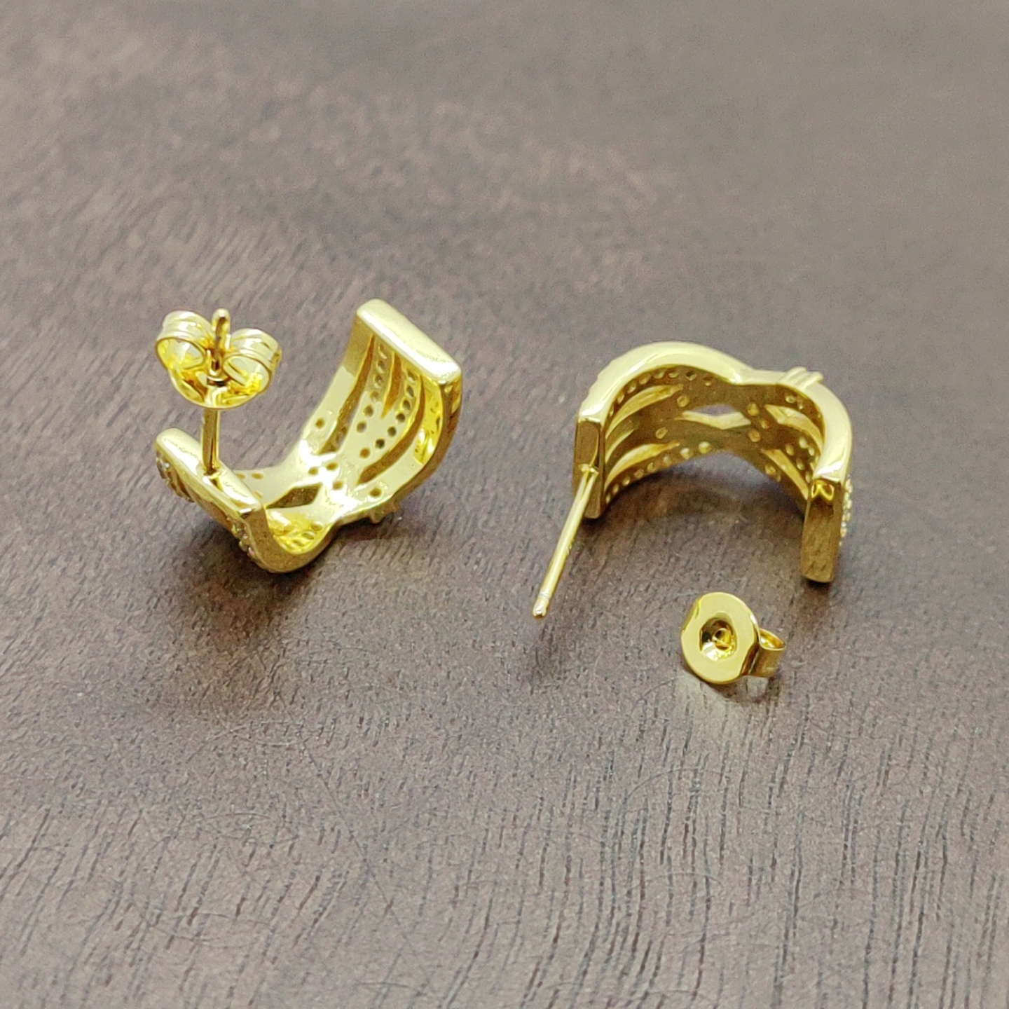 Oro blanco zirconia temperamento orejeras agujas plateadas Specification image
