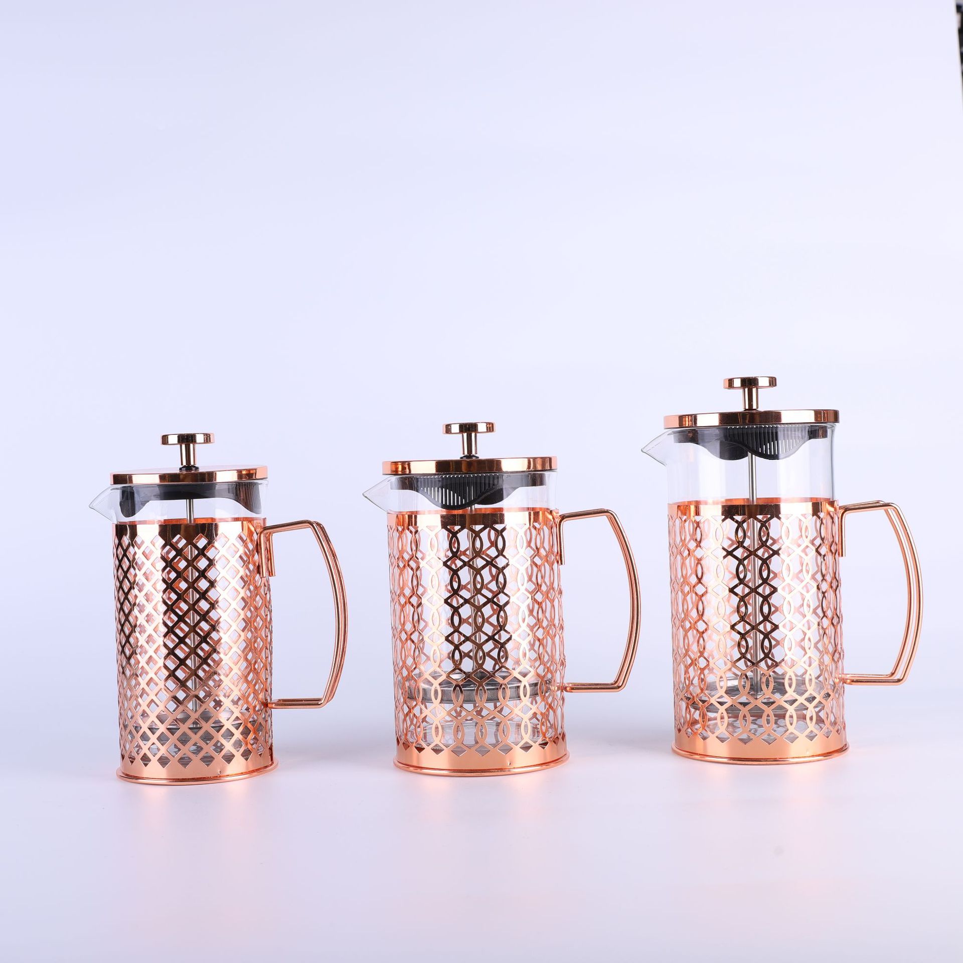 跨境爆款 玻璃不锈钢冲茶器家用茶壶咖啡壶法压壶咖啡杯茶水分离