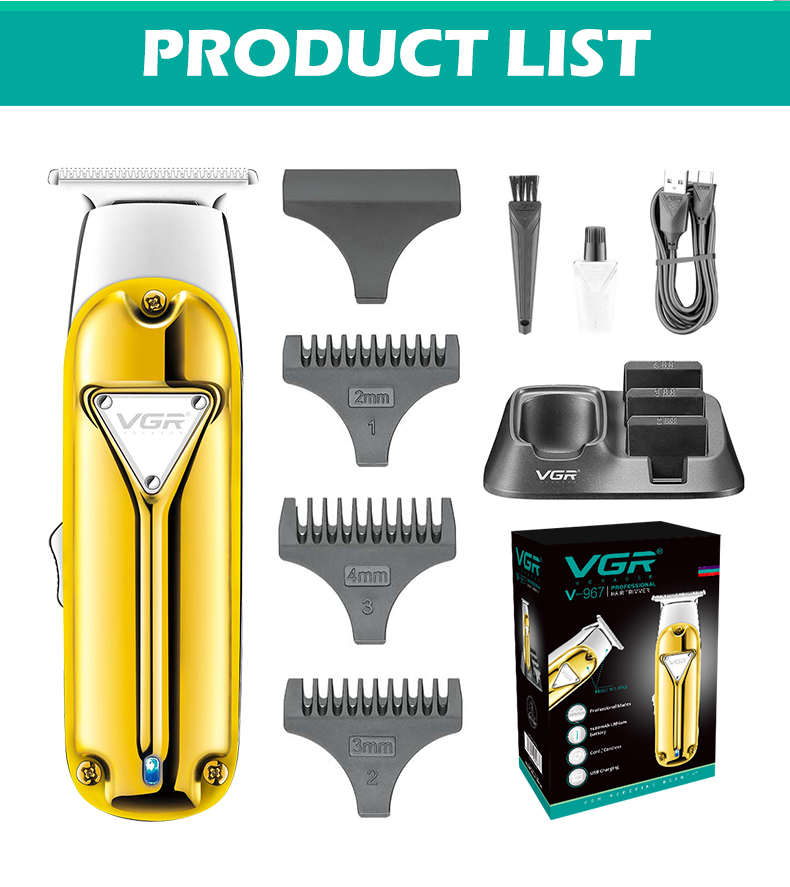 VGR967 Cross-border Professional metal small clipper with base Hair clipper for men, retro style pic 11