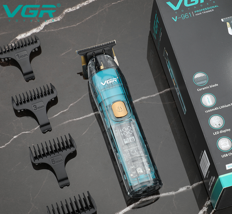 VGR961 Wholesale LCD digital display transparent hair salon professional oil hair electric shaver, hair clipper, electric clipper pic 8