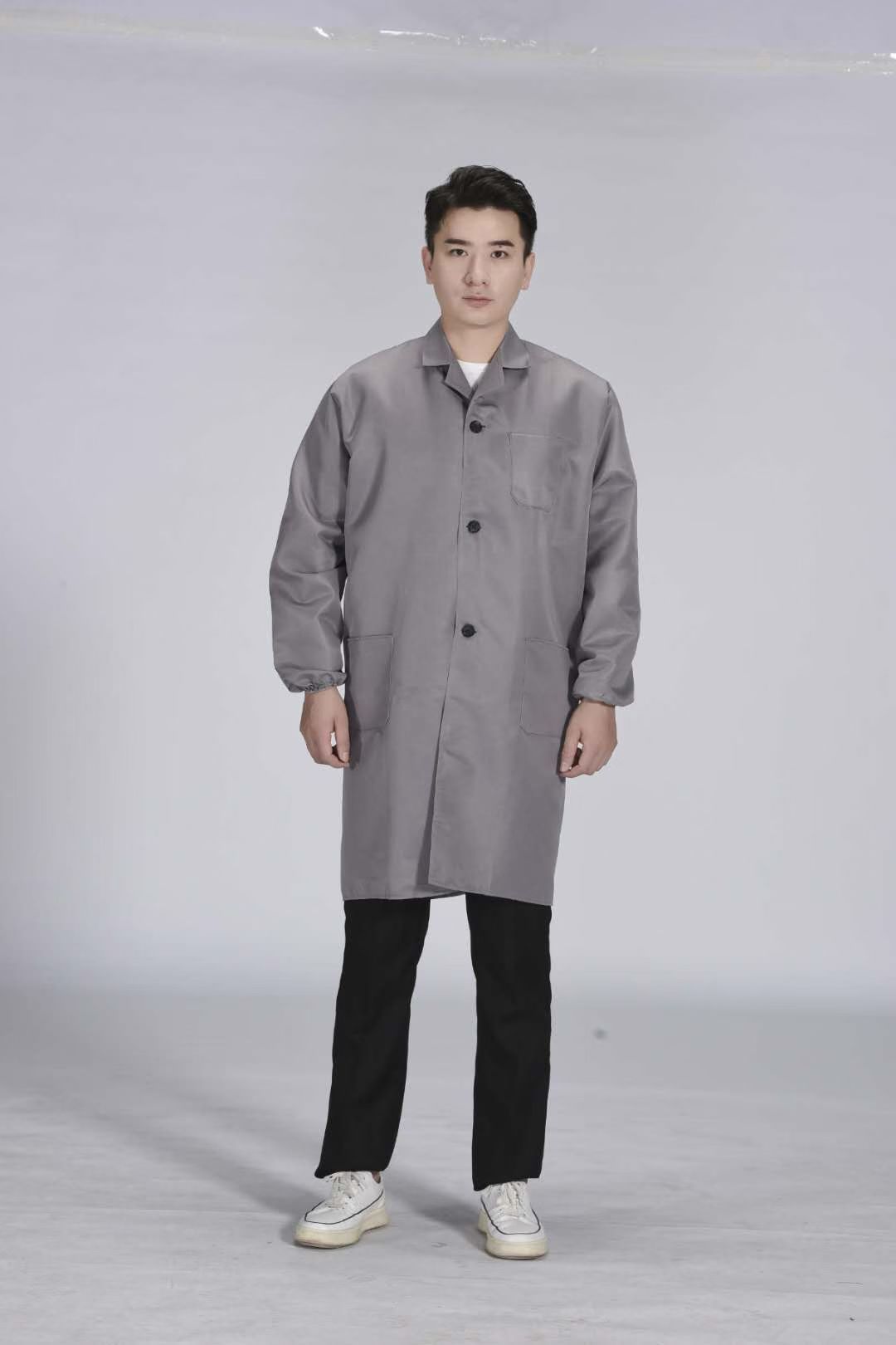 Men's work clothes, loose blue jackets, breathable, stain-resistant and dust-proof jackets, women's durable aprons, long-sleeved outerwear, camouflage jackets Item Picture