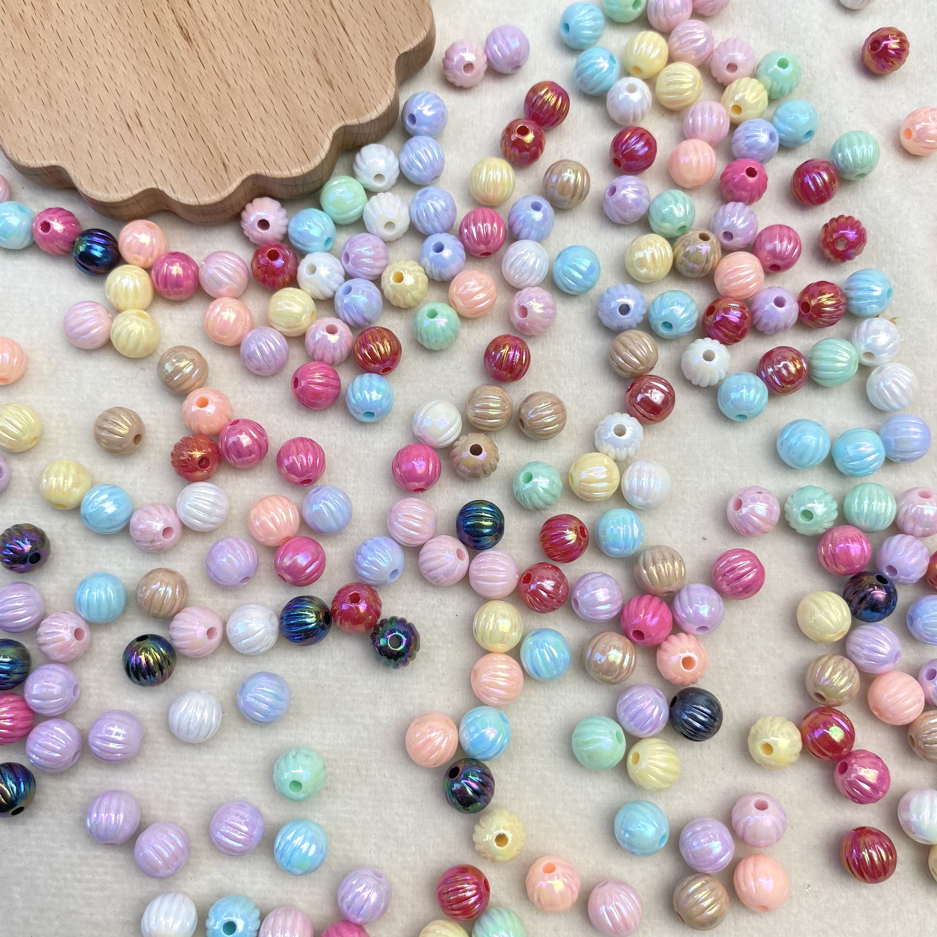 Acrylic ab color-coated 8/10mm pumpkin beads diy/ Mobile phone chain keychain bag hanging decorative accessory material loose beads details Picture