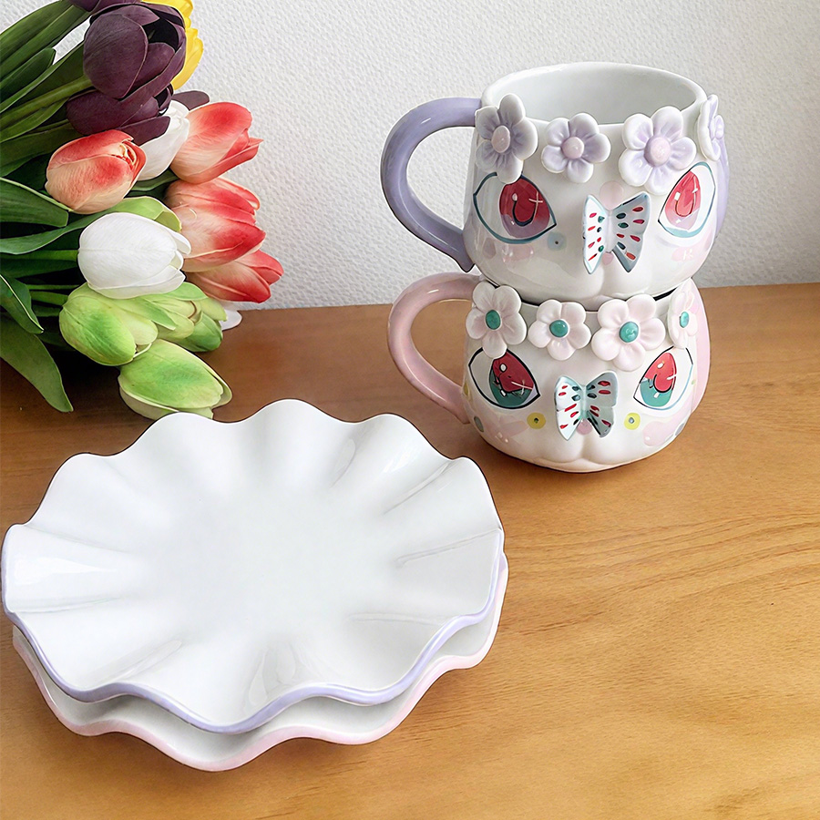 陶瓷杯蝶咖啡杯套装茶杯马克杯水杯牛奶杯亲子宾馆0景德镇儿童家用微波炉泡茶喝茶带盖浮雕情侣麦片民宿卡通0ins风公司茶水0详情图4