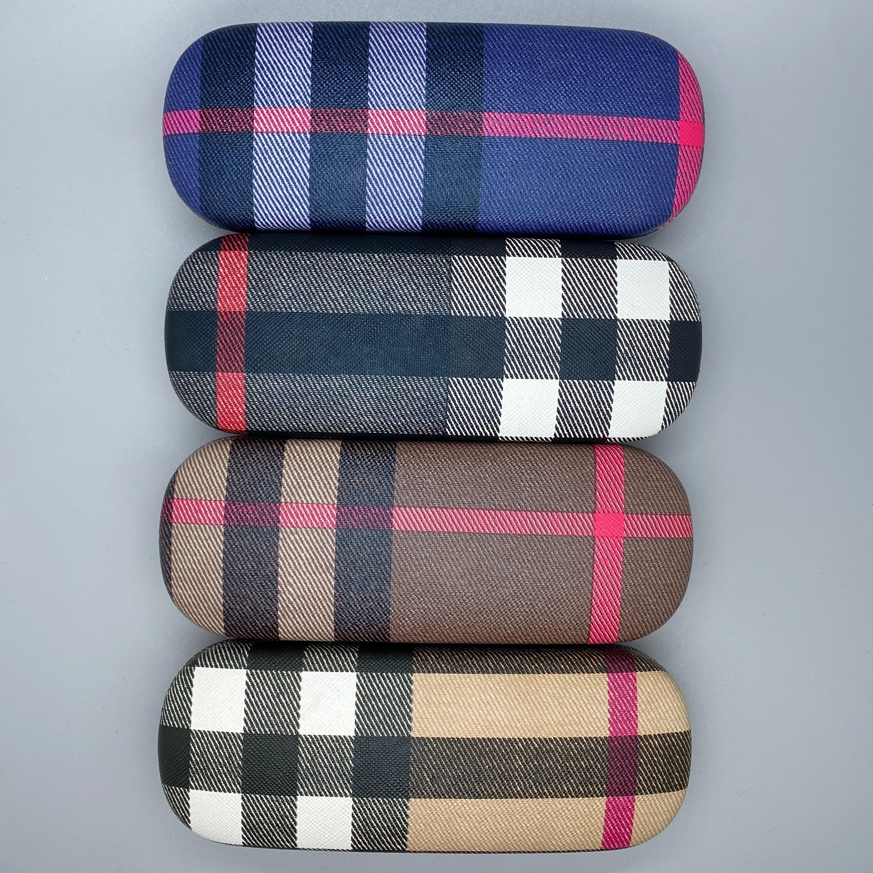 Checkered pattern optical glasses, myopia glasses, reading glasses, leather glasses case thumbnail