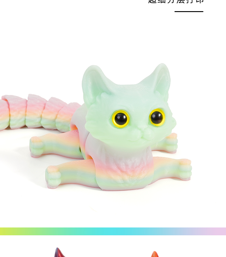 跨境3d打印可爱小猫咪尾巴关节可动儿童礼物玩具模型车摆件厂家详情5