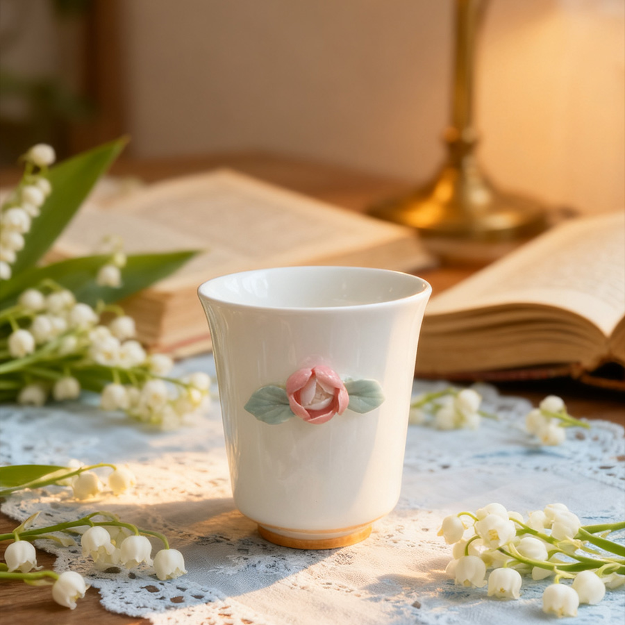 陶瓷杯咖啡杯茶杯杯子创意伴手礼无盖过滤喝茶高温高颜值纪念釉上彩微波炉哑光LOGO可爱试饮0宾馆景德镇纯白色0泡茶早餐儿童