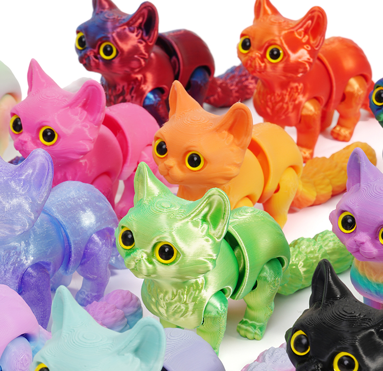 跨境3d打印可爱小猫咪尾巴关节可动儿童礼物玩具模型车摆件厂家详情6