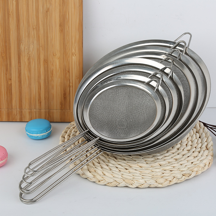 厂家直供不锈钢斜纹网漏厨房用品豆浆燕窝过滤网勺批发不锈钢漏勺过滤网漏盆漏勺商用漏勺面条捞勺