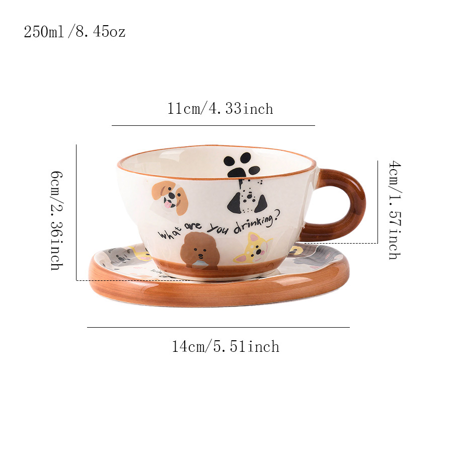 陶瓷杯蝶水杯咖啡杯茶杯繁花四口民宿0早餐素烧0活动冷饮花卉高颜值复古家居骨瓷怀旧亲子陶瓷可爱LOGO创意釉下彩小众过滤0