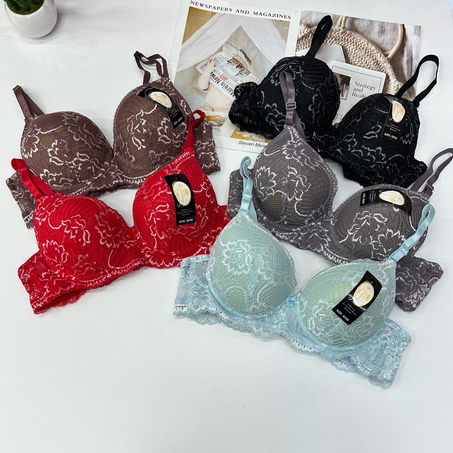 3168# Women's bra with steel rims, sexy and interesting lace cup face embroidery, lace print pattern gathering bra, comfortable and breathable lace overall bra, export to the Middle East and Africa women's bra underwear QNI full figure