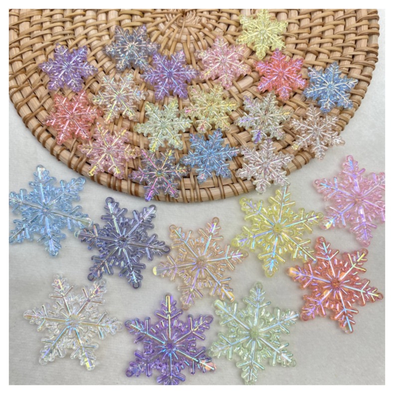 Acrylic transparent uv colorful hanging hole snowflake sheet diy/ car hanging accessory bag hanging decorative accessory material loose beads pic 5