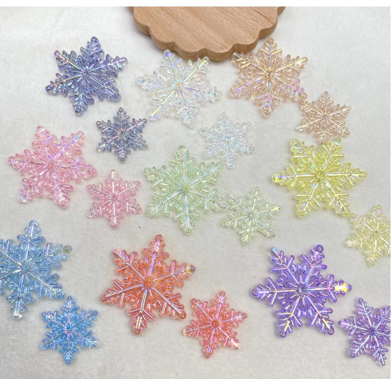 Acrylic transparent uv colorful hanging hole snowflake sheet diy/ car hanging accessory bag hanging decorative accessory material loose beads pic 1