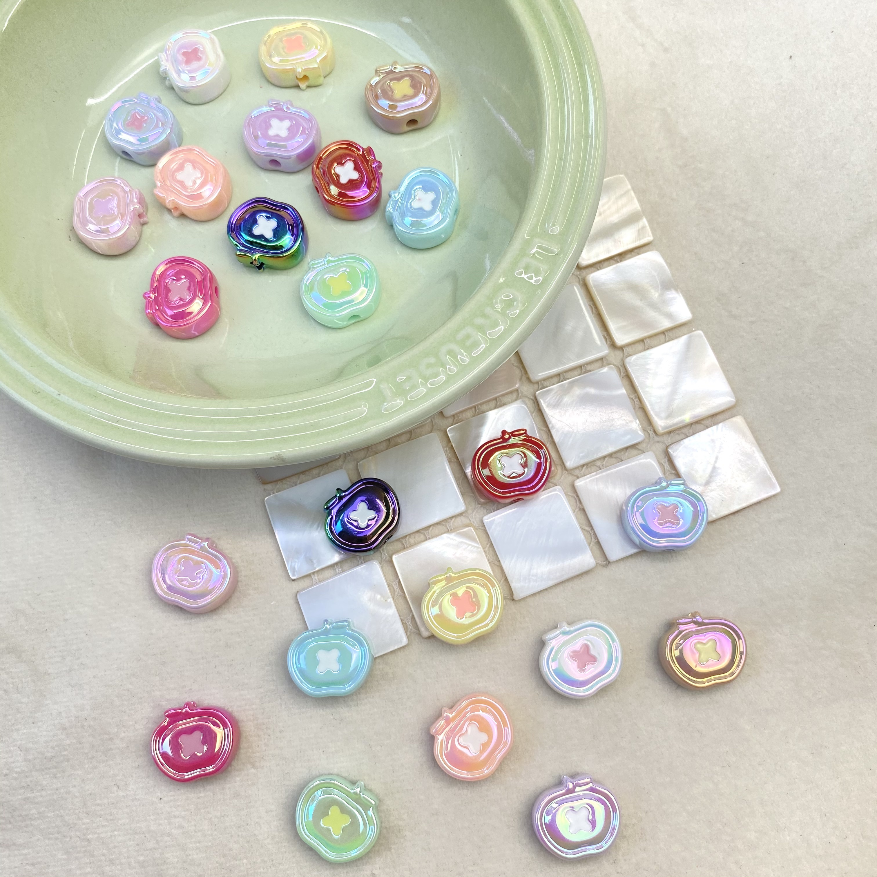 Acrylic uv colorful Apple button beads diy/ Mobile phone chain keychain bag hanging accessory materials wholesale details Picture