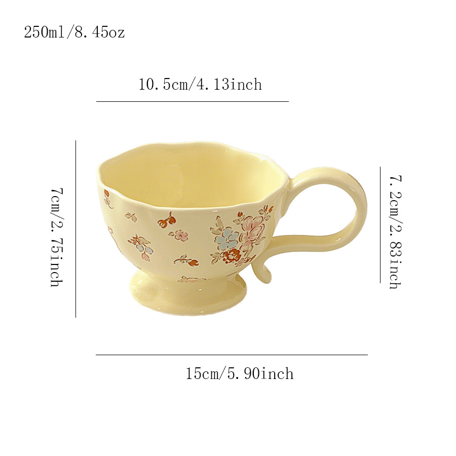 陶瓷杯蝶马克杯水杯咖啡杯茶杯热饮四口复古纪念个人陶瓷家用骨瓷LOGO酒店简约带手柄过滤浮雕怀旧哑光北欧风早餐景德镇宾馆女