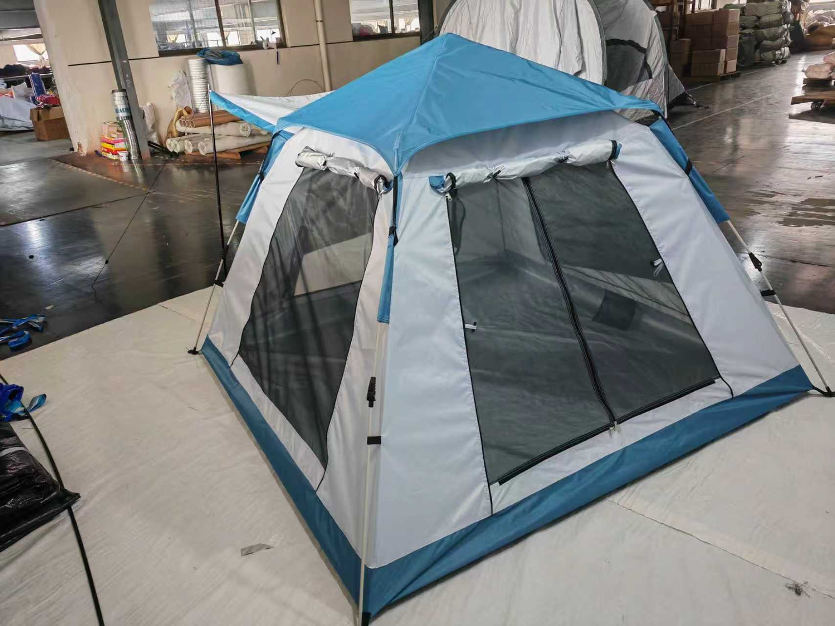 户外野营帐篷蓝白色双人防水防风便携露营用品帐篷Tent轻便易搭