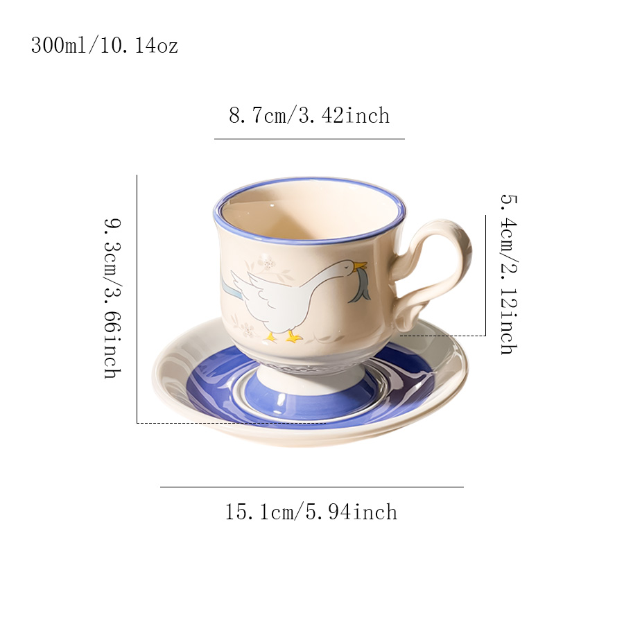 陶瓷杯蝶茶杯套装马克杯咖啡杯宾馆微波炉设计感高温喝茶办公室ins风色釉儿童简约带盖釉下彩活动刻花轻奢创意哑光家用公司