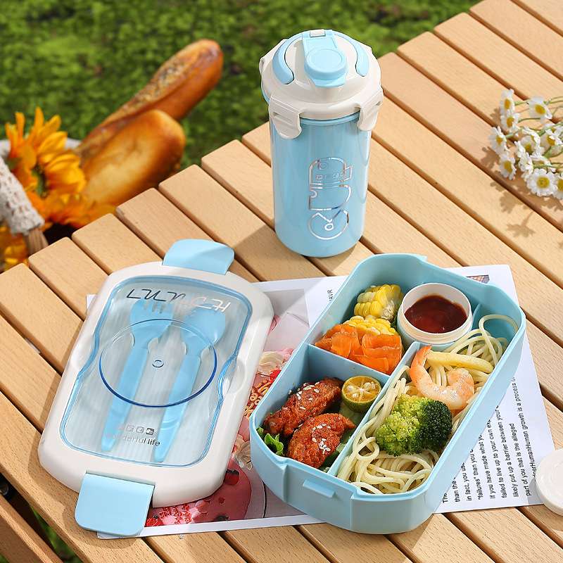 H226-375 Simple and microwave bento box, portable split-compartment salad box, cute lunch box for office workers Specification image