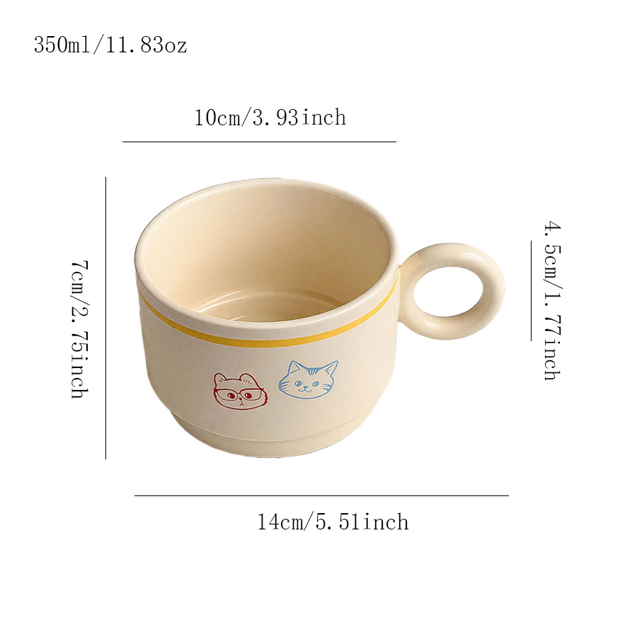 陶瓷杯茶杯咖啡杯牛奶杯会议室羊脂玉冷饮礼品牛奶女泡茶燕麦办公室早餐微波炉可爱高颜值釉下彩卡通茶水儿童创意轻奢景德镇活动