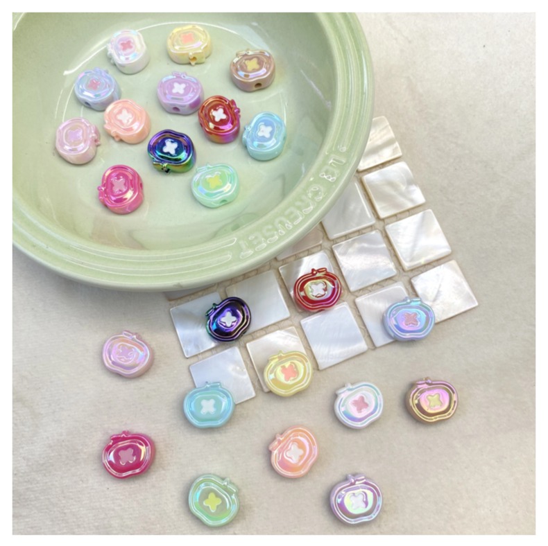 Acrylic uv colorful Apple button beads diy/ Mobile phone chain keychain bag hanging accessory materials wholesale pic 5