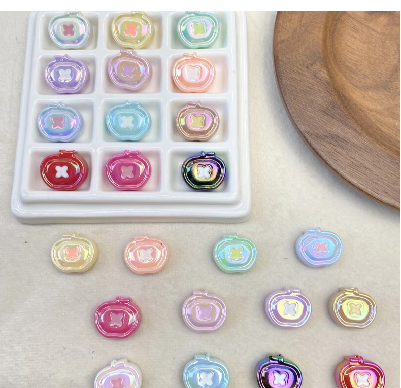Acrylic uv colorful Apple button beads diy/ Mobile phone chain keychain bag hanging accessory materials wholesale pic 1