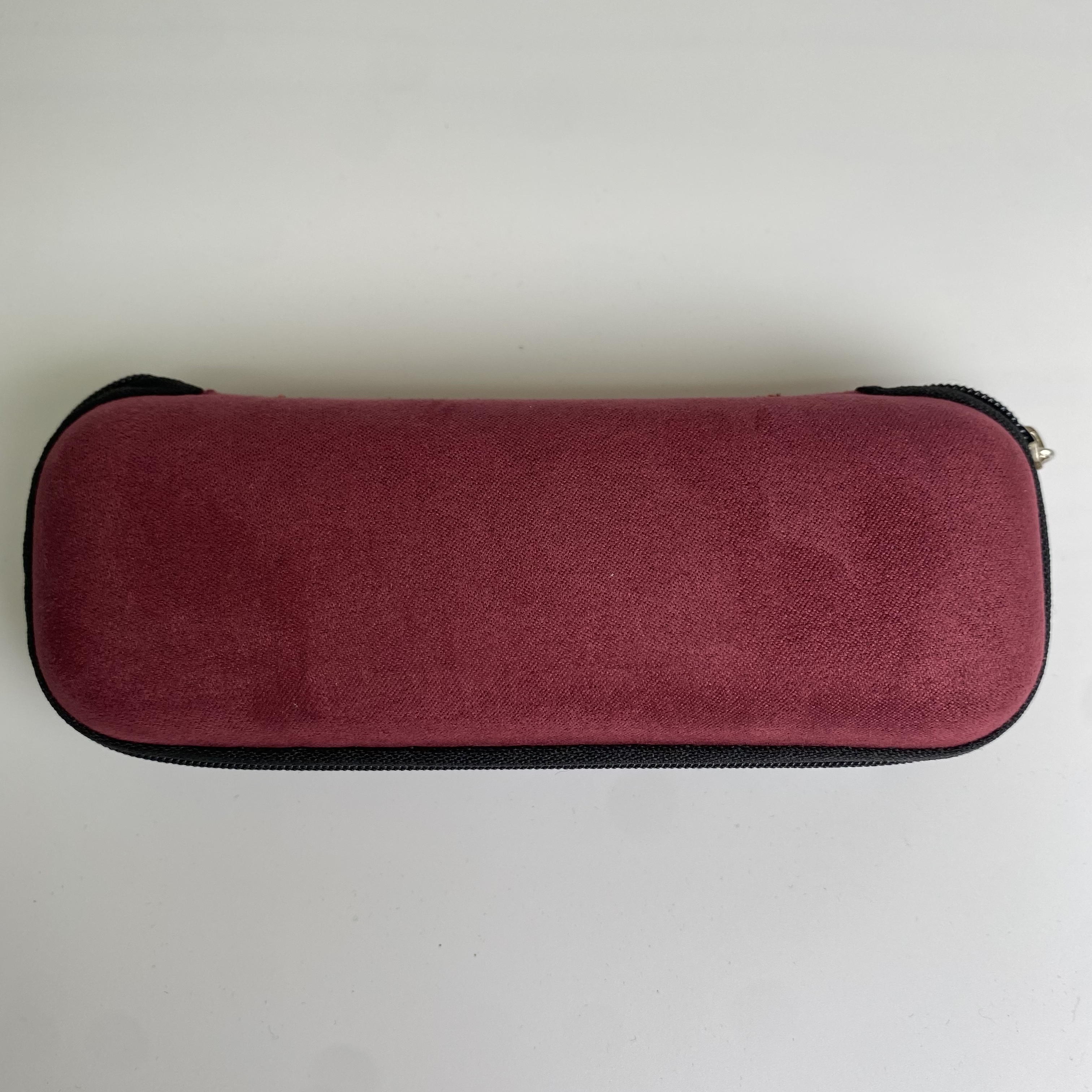 Wine red zipper optical glasses, reading glasses, lightweight glasses case full figure