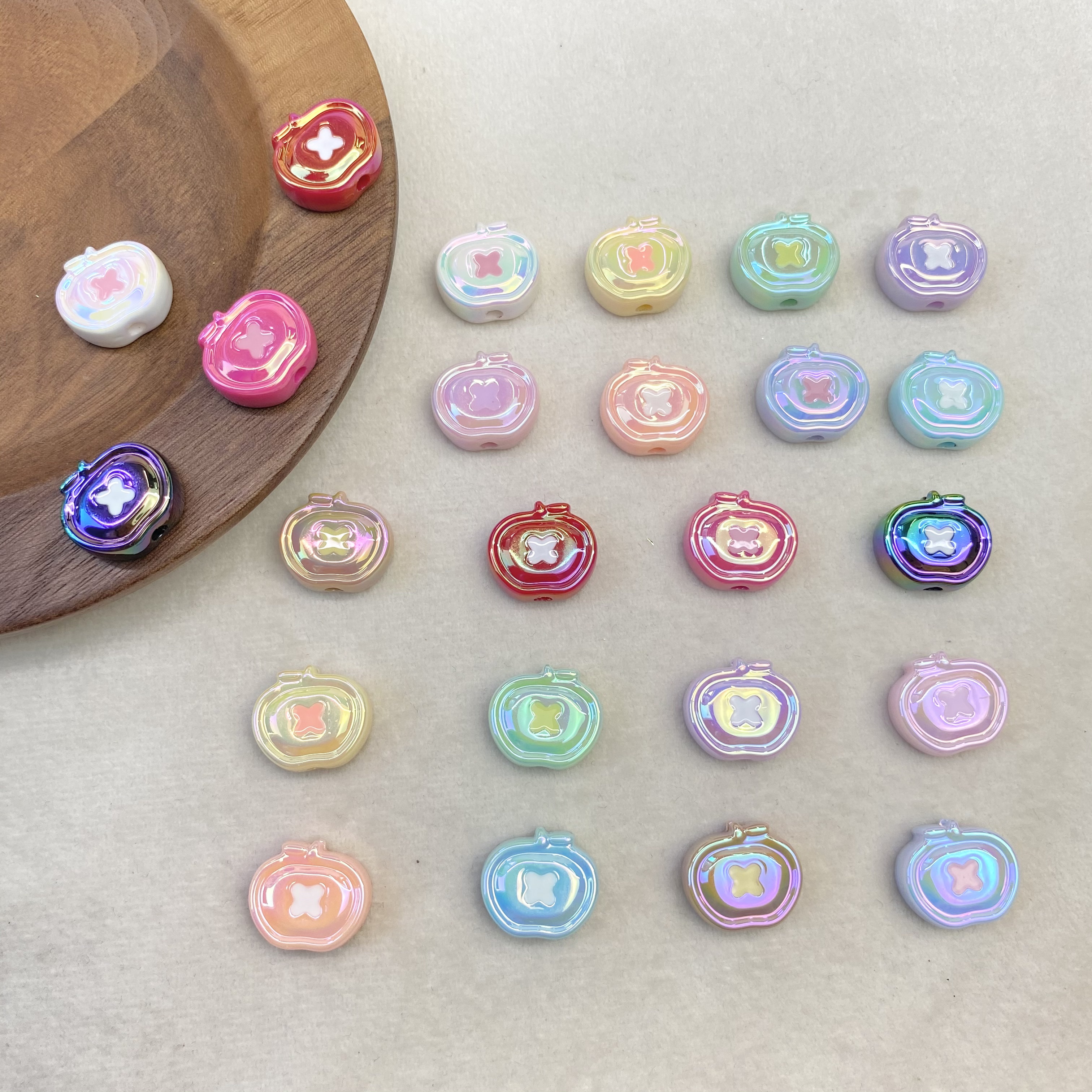 Acrylic uv colorful Apple button beads diy/ Mobile phone chain keychain bag hanging accessory materials wholesale Item Picture