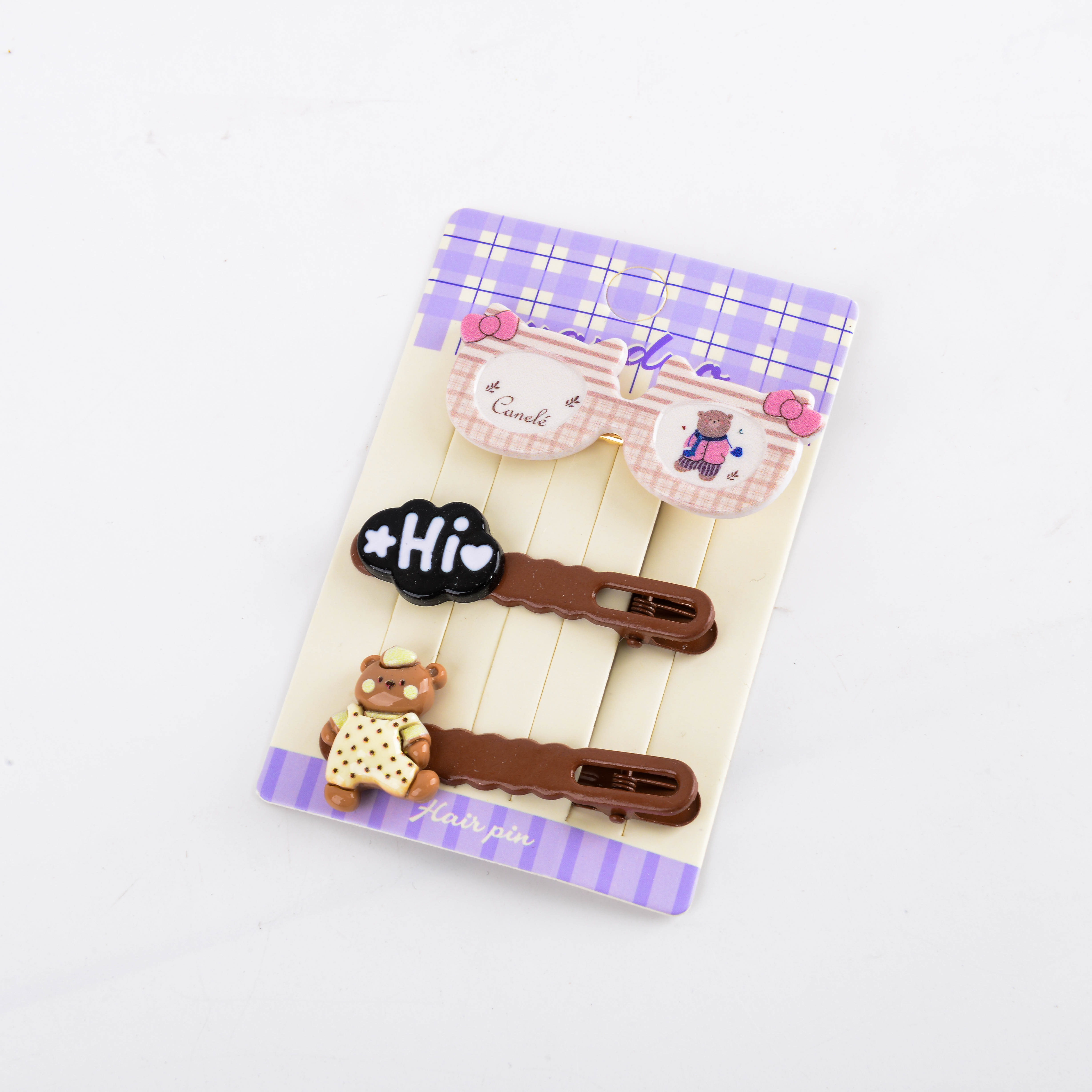 The autumn coffee-colored glasses, bear hairpin set, sweet style, girl's bangs, duckbill hairpins, hair accessories and hair clippers Specification image