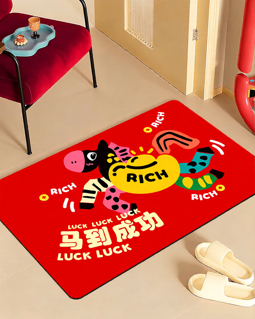 马年红色硅藻泥地垫家用卫生间吸水防滑脚垫浴室耐脏易打理地垫 详情1